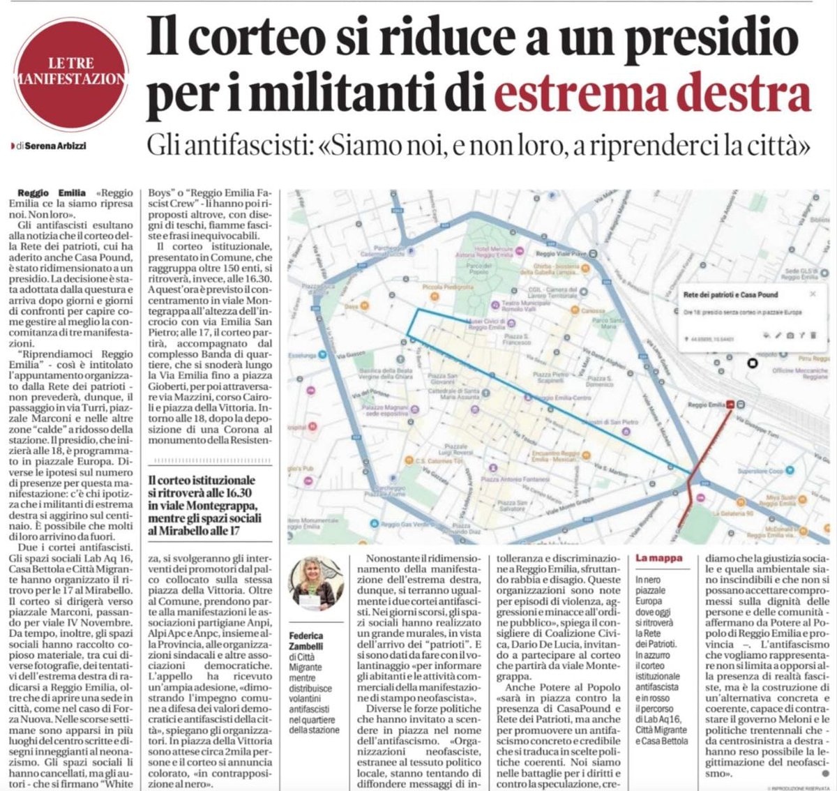 Pronti per la giornata, i fascisti non dovrebbero sfilare in zona stazione ma teniamo alta l'attenzione manteniamo il programma del corteo.
Ci vediamo alle 17 al Mirabello!