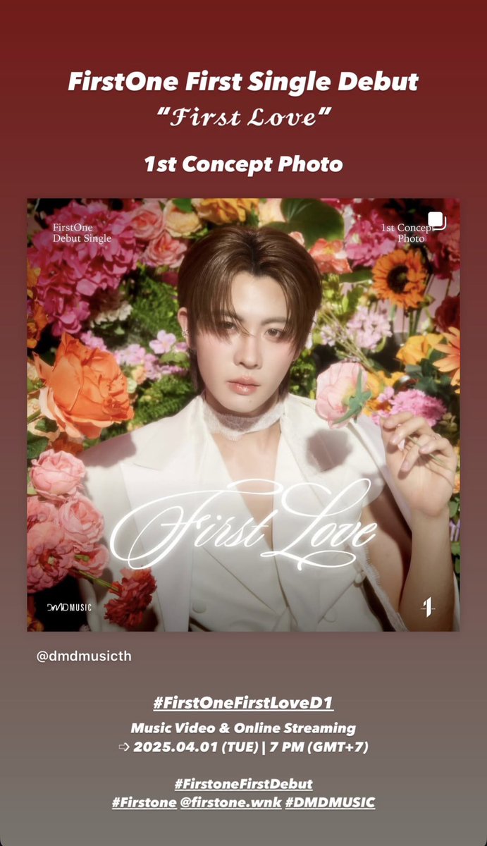 firstonefanclub's tweet photo. 𝐔𝐏𝐃𝐀𝐓𝐄  𝐈𝐆  𝐒𝐓𝐎𝐑𝐘 : dmdmusicth
30-03-2025

Music video &amp; online streaming 
✨ 2025.04.01 (TUE) | 7PM (GMT+7)
#FirstOneFirstLoveD1 
#FirstoneFirstDebut 

･͛♡･͛ @firstone_wnk #Firstone 🫶🏻🎤
εїз #FirstoneStories #domunditv εїз https://t.co/TlSJnciy47