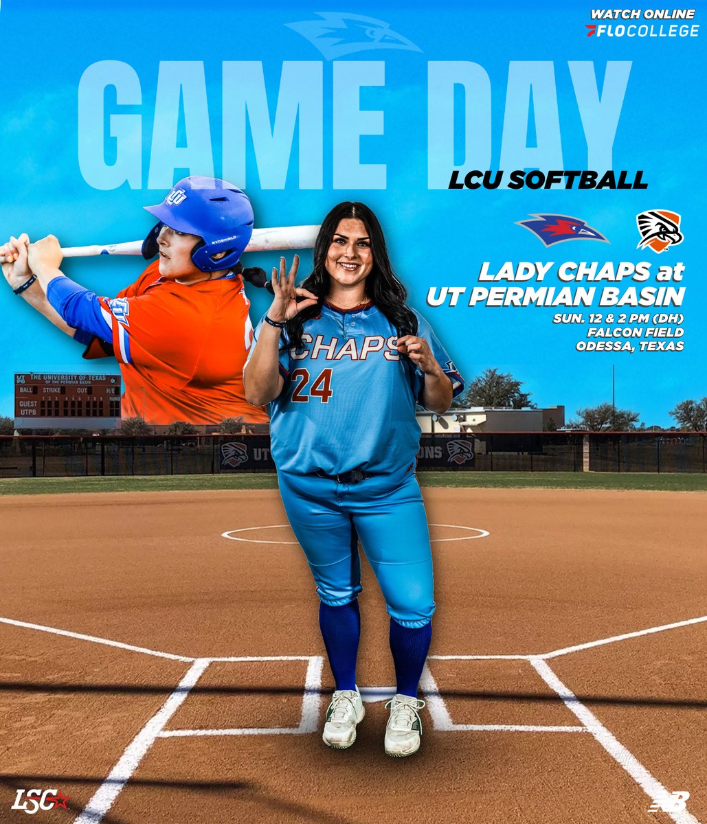 🥎 LADY CHAPS GAME DAY

⏰: 12 &amp; 2 p.m. (DH)
🆚: UT Permian Basin

📍: Odessa, Texas
🏟️: Falcon Field

Game Links: linktr.ee/lcusoftball

#D2SB
#LSCsb
#LCUvsUTPB