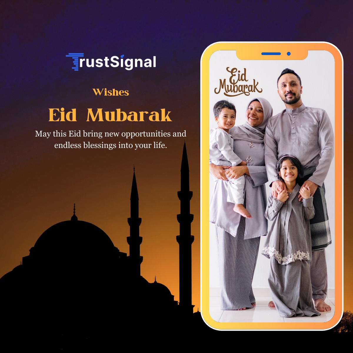 TrustSignalio's tweet photo. Eid Mubarak from TrustSignal! 🌙

This Eid, let’s celebrate the power of connection, trust, and meaningful conversations—values we hold close at TrustSignal.

#EidMubarak#TrustSignal#StayConnected #Eid2025 #BusinessMessaging https://t.co/wUWeDQ9LBG