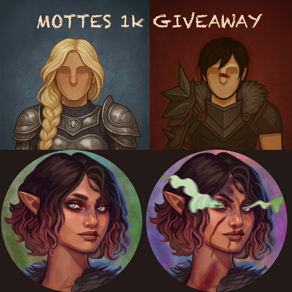 Thank you all for 1k followers!
To celebrate, I’m hosting a giveaway 🎉
Thanks so much for the support 🥹💕

Win: 
•2x DA Keep-style portraits
•1x Healthy/Hurt portrait

To enter:
•Just Retweet + follow
•No giveaway accounts
•Have your DMs open
•Ends April 30