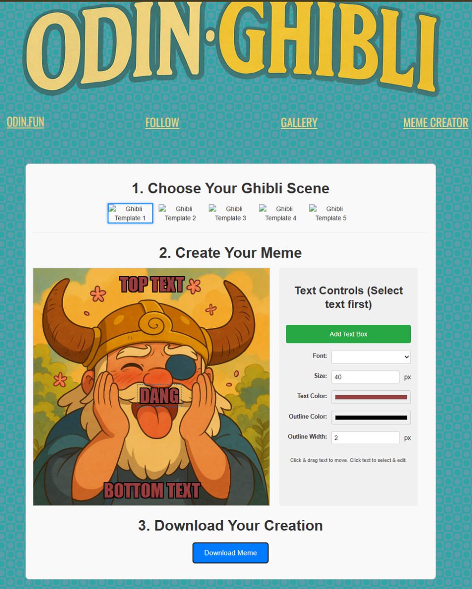 Site is down for now (don't panic 😂) 

Sunday --> Building a simple meme maker
DEV WILL NEVER SELL
MAGIC CAN HAPPEN IF WE PUSH TOGETHER
GHIBLI &amp; ODIN 💘