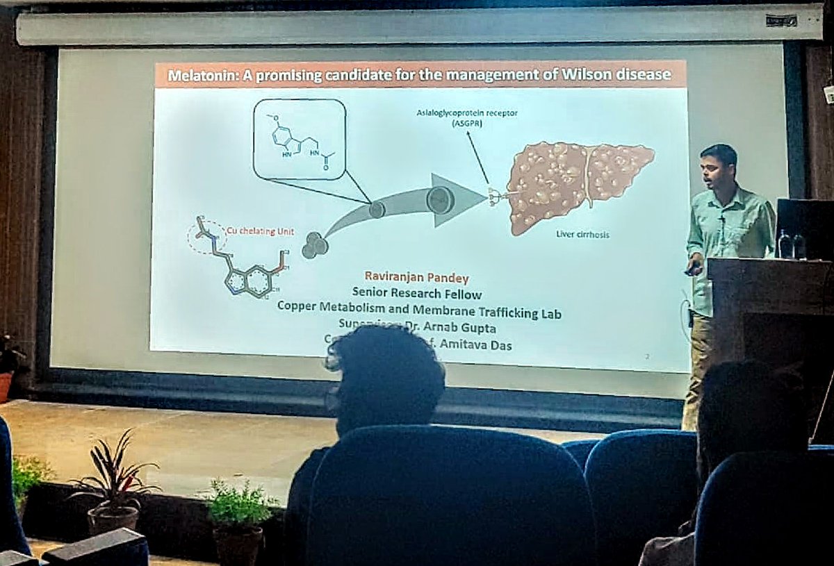 CopperBioGroup's tweet image. Ravi @Raviranjan89788, a final year graduate student from our lab, was invited to deliver a talk on his ongoing work "Melatonin: a promising candidate for the management of Wilson Disease" at the DBS seminar series organised by IISER Kolkata
@iiserkol