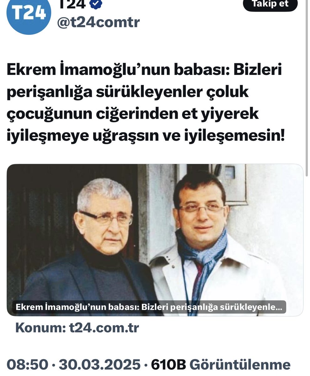 İstanbul'u ciğerine kadar yiyen  babanın bedduası.

O duaları siz 17 milyon İstanbullu dan aldınız ki sen evladından ayrı bir bayram,
Oğlun da hapiste gün ışığından mahrum bir bayram kutluyor.

Almayın yetimin hakkını çıkar demediler mi.