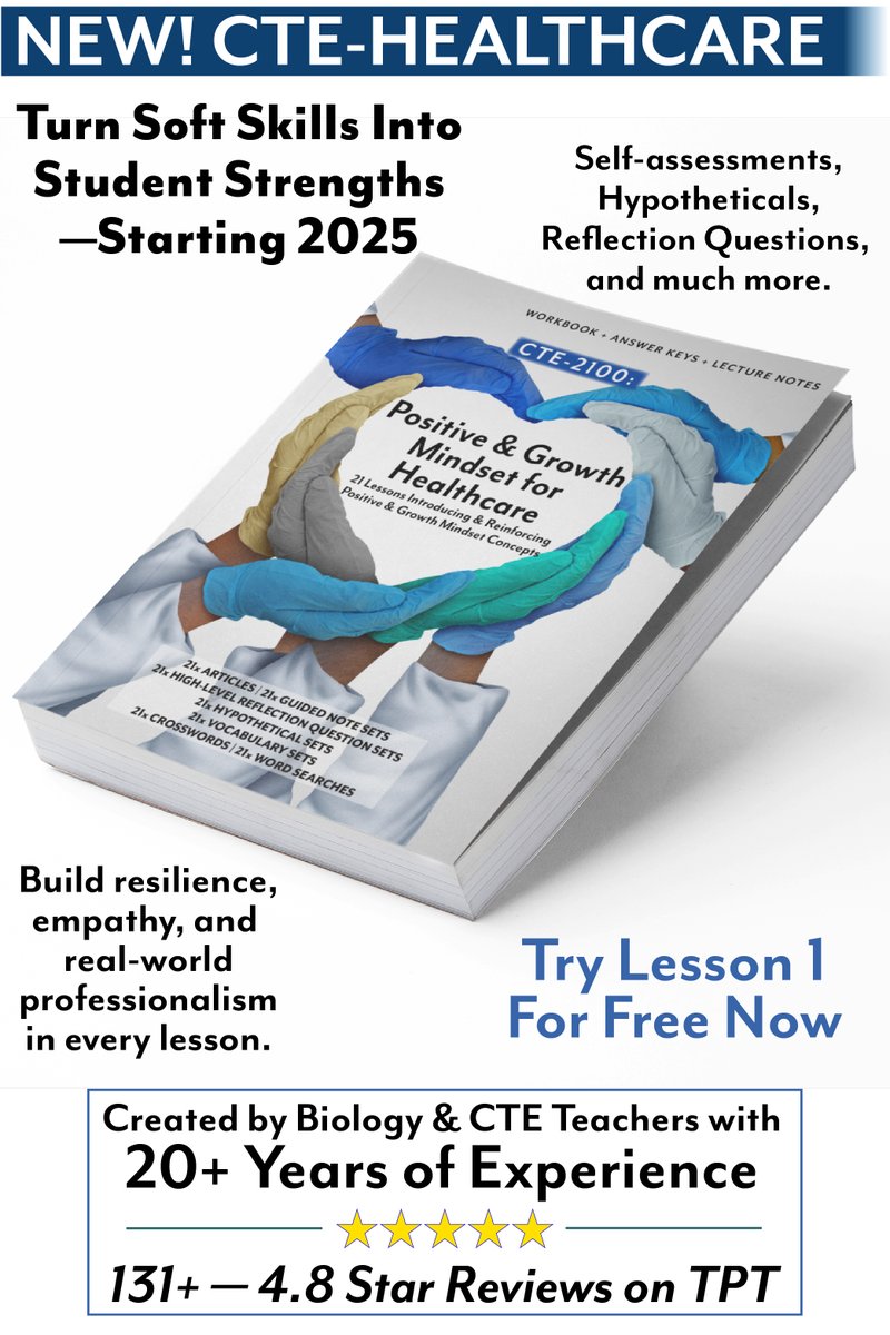 📷 "Healthcare Heroes Need Heart: Beyond Technical Skills"
Turn healthcare students into empathetic professionals with our complete "Positive &amp; Growth Mindset for Healthcare" curriculum.
📷 21 ready-to-teach lessons
📷 Self-assessments &amp; reflection activities
📷 High-level