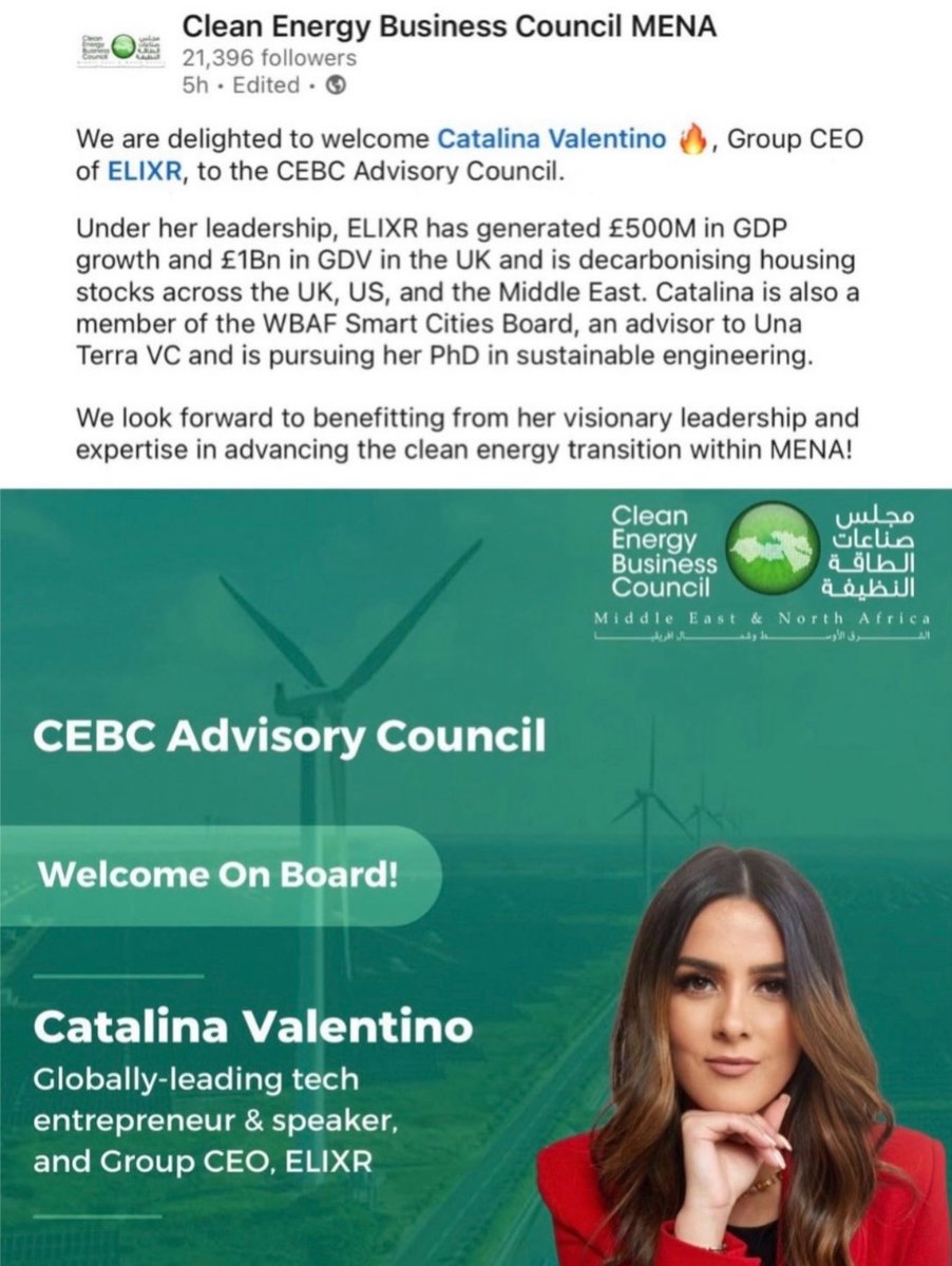Catalina Valentino 🔥 (@cat_valentino_) on Twitter photo I am excited to announce that I recently joined the #CleanEnergyBusinessCouncil board.
Looking forward to working with organisations in MENA to transition to cleaner energy. <a href="/cebcmena/">Clean Energy Business Council (CEBC)</a> I am excited to announce that I recently joined the #CleanEnergyBusinessCouncil board.
Looking forward to working with organisations in MENA to transition to cleaner energy. <a href="/cebcmena/">Clean Energy Business Council (CEBC)</a>