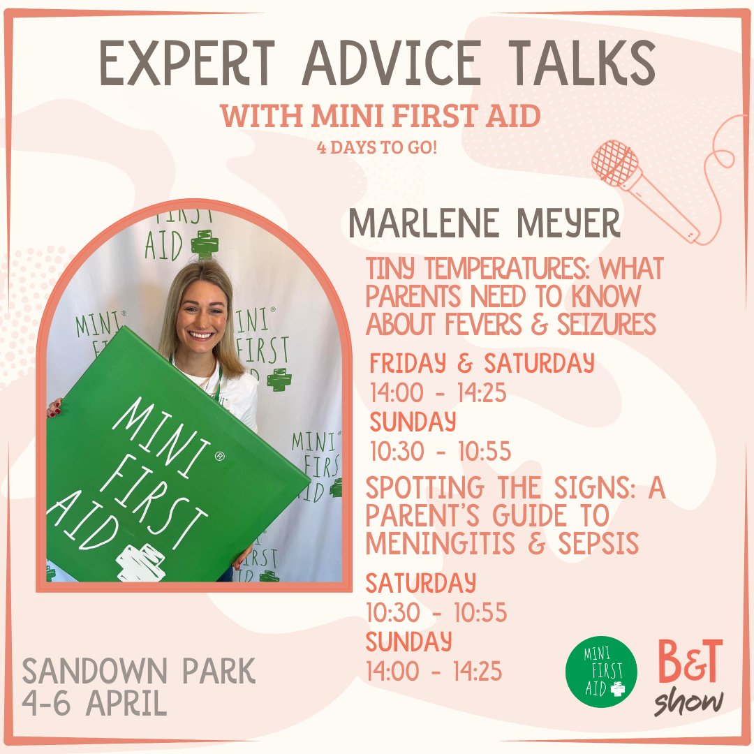 Baby & Toddler Show (@babyshows) on Twitter photo Don't miss out on our Expert Advice Talks with <a href="/minifirstaid/">Barbara Kohler</a> at the SEC, Glasgow on April 25-27. You will be able to learn all about fevers, febrile seizures, meningitis & sepsis awareness from the lovely Marlene Meyer.
Save 40% with TWEET40 bit.ly/3DJC0vy Don't miss out on our Expert Advice Talks with <a href="/minifirstaid/">Barbara Kohler</a> at the SEC, Glasgow on April 25-27. You will be able to learn all about fevers, febrile seizures, meningitis & sepsis awareness from the lovely Marlene Meyer.
Save 40% with TWEET40 bit.ly/3DJC0vy
