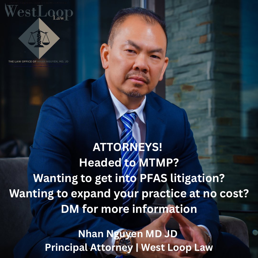 Pfas Injury Attorney - Lawyer & Trained Doctor (@pfaslawyer) on Twitter photo If youโre headed to Las Vegas for MTMP and want to learn about PFAS and the Environmental Toxic Litigation of the Century worth possibly $1 TrillionโฆLetโs Connect!
<a href="/TheWestLoopLaw/">WestLoopLaw</a>
<a href="/ProlificNinja/">Nhan Nguyen MD JD</a>
<a href="/ChristineMHaas/">Christine Haas</a> If youโre headed to Las Vegas for MTMP and want to learn about PFAS and the Environmental Toxic Litigation of the Century worth possibly $1 TrillionโฆLetโs Connect!
<a href="/TheWestLoopLaw/">WestLoopLaw</a>
<a href="/ProlificNinja/">Nhan Nguyen MD JD</a>
<a href="/ChristineMHaas/">Christine Haas</a>