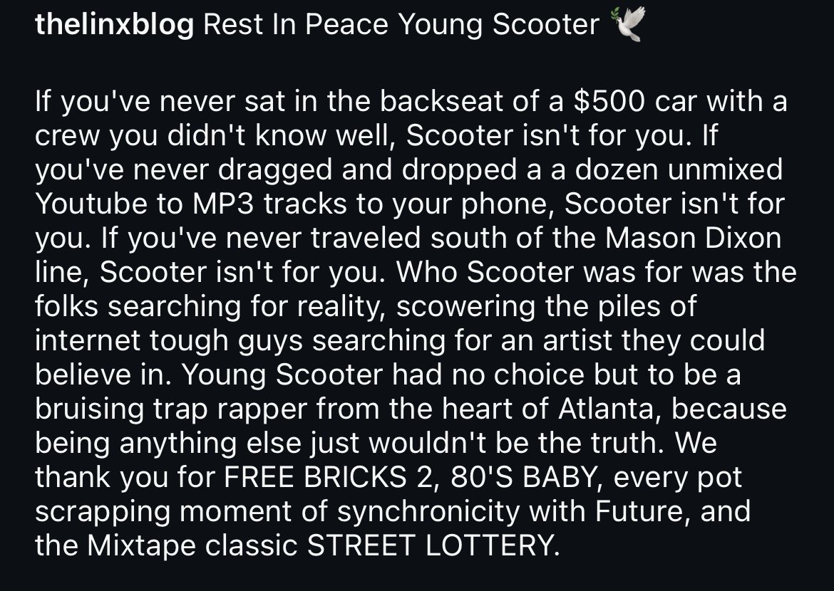 TheLinxBlog's tweet image. REST IN PEACE YOUNG SCOOTER 🕊️