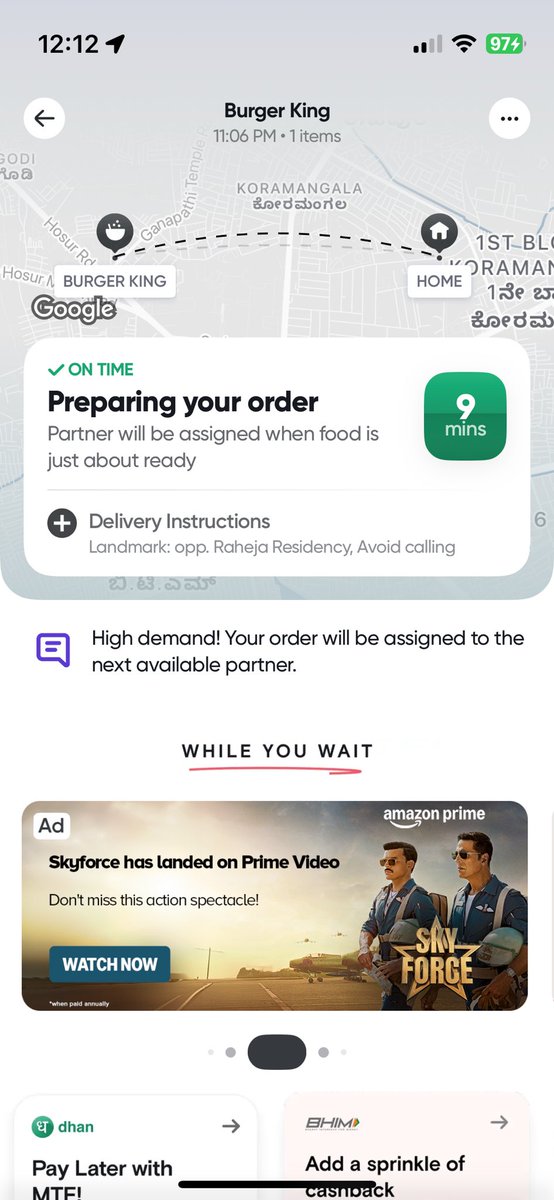 nandinigangal's tweet image. It’s frustrating to use @Swiggy now, please don&apos;t give a delivery time if it&apos;s no going to arrive, at 12am in the night