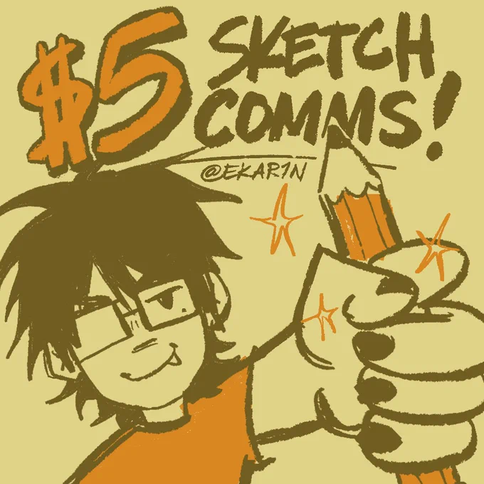 hello everyone i am once again taking $5 sketch comms on ko-fi !!! (1/2)