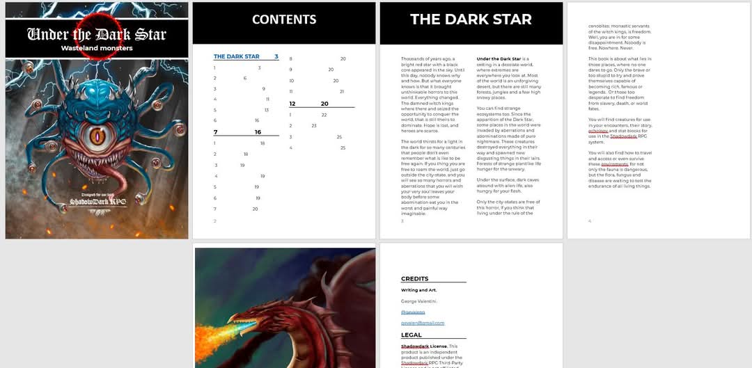 Working on new things to come soon. Under the Dark Star: Wasteland monsters, for Shadowdark RPG. 

Get the classes and races right now on: drivethrurpg.com/product/516616…