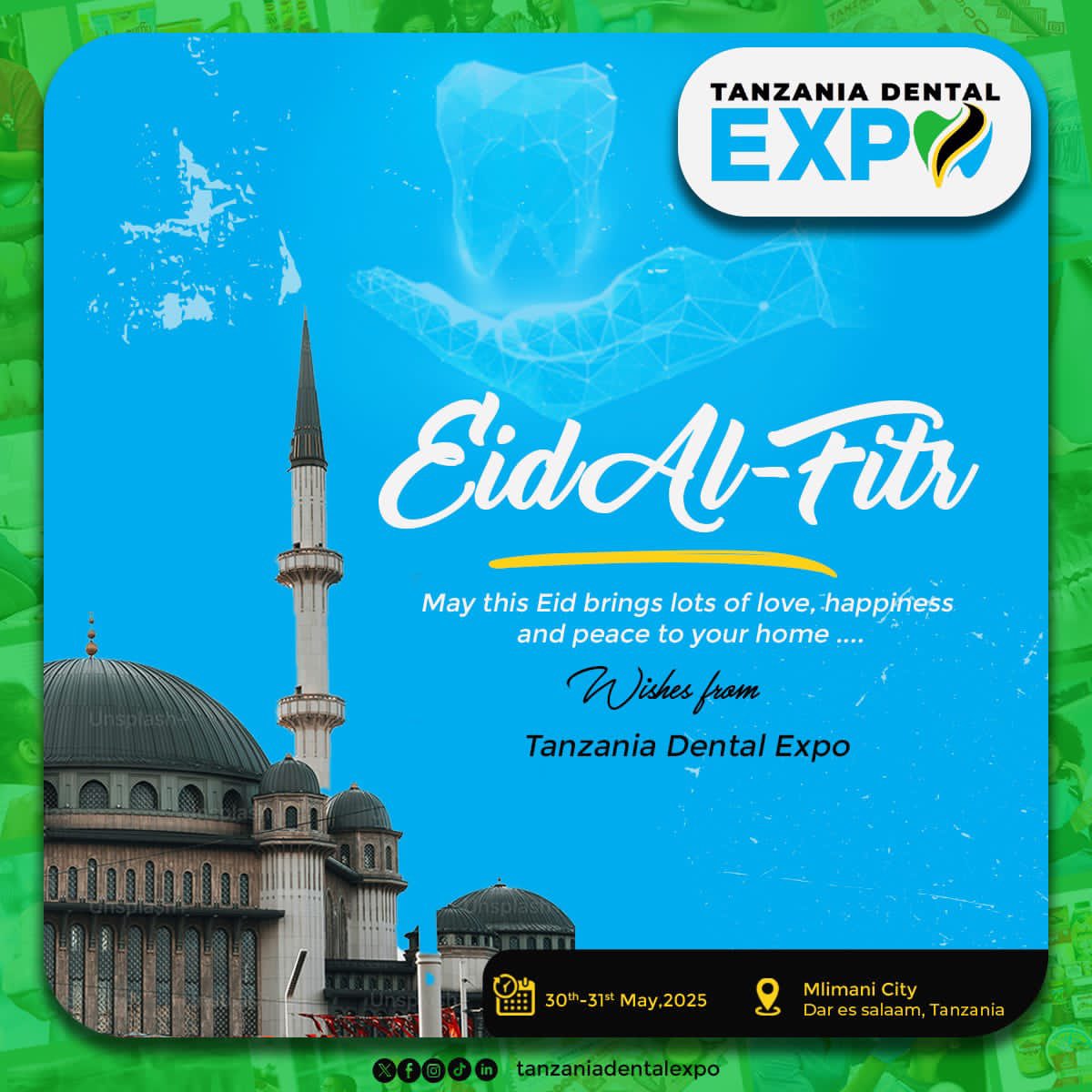 Tanzania Dental Expo (@tzdentalexpo) on Twitter photo May this Eid bring lots of love, happiness and peace to your home, Wishes from @TanzaniaDentalExpo
📢Meet our speakers and their profiles for the Tanzania dental exhibition By Clicking the Link below
tanzaniadentalexpo.com/speakers/
📢free registration by clicking the link May this Eid bring lots of love, happiness and peace to your home, Wishes from @TanzaniaDentalExpo
📢Meet our speakers and their profiles for the Tanzania dental exhibition By Clicking the Link below
tanzaniadentalexpo.com/speakers/
📢free registration by clicking the link