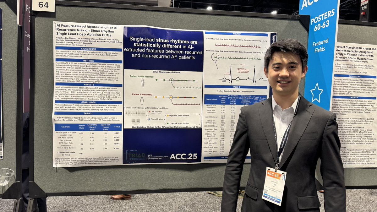 Amitabh C. Pandey (@amitabhcpandey) on Twitter photo Another day at <a href="/ACCinTouch/">American College of Cardiology</a> #ACC25 another outstanding presentation by the <a href="/TulaneTriad/">TulaneTRIAD</a> team. Yingshoo Liu sharing some of his work on #AI and #afib. <a href="/TulaneMedicine/">Tulane Medicine</a> <a href="/TulaneDDoM/">Tulane Department of Medicine</a> <a href="/nmarrouche/">Nassir Marrouche</a> <a href="/chanholim/">Chan Ho Lim</a> Another day at <a href="/ACCinTouch/">American College of Cardiology</a> #ACC25 another outstanding presentation by the <a href="/TulaneTriad/">TulaneTRIAD</a> team. Yingshoo Liu sharing some of his work on #AI and #afib. <a href="/TulaneMedicine/">Tulane Medicine</a> <a href="/TulaneDDoM/">Tulane Department of Medicine</a> <a href="/nmarrouche/">Nassir Marrouche</a> <a href="/chanholim/">Chan Ho Lim</a>