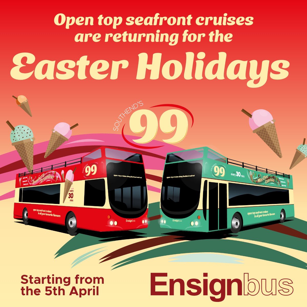 EnsignBusCo's tweet photo. 2/2.
🍦 You can enjoy an open top seafront cruise Every Hour (Every 30mins during the Summer Holidays and at busy times)
🍦 Please see the attached timetables which include dates of operation
#LeighOnSea #Chalkwell #Westcliff #Southend #Shoeburyness #OpenTop #Essex https://t.co/N7pgnVbkqa