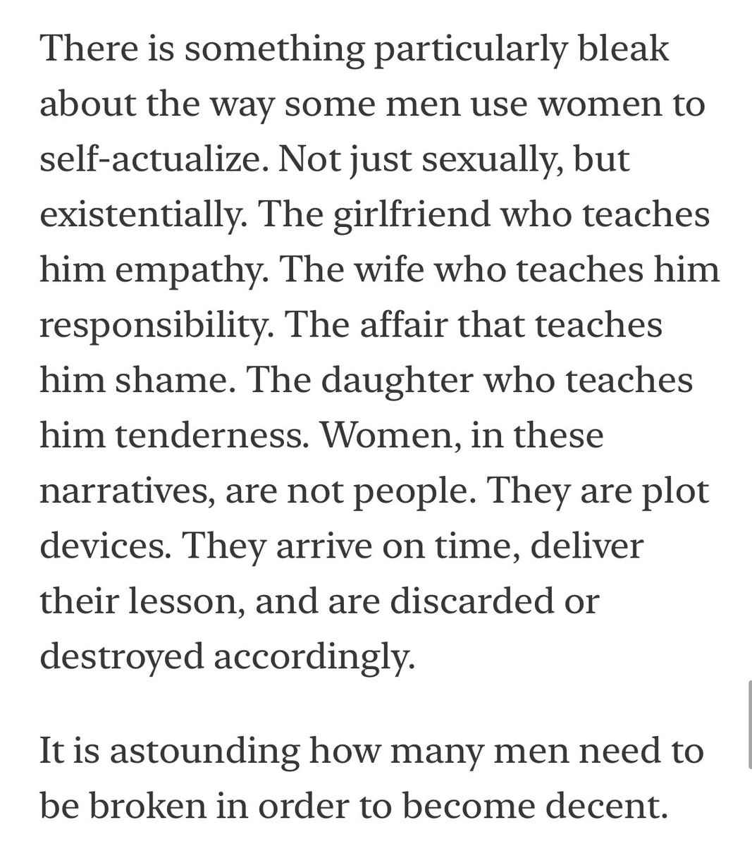These words by <a href="/LolOverruled/">Lolo</a> hit me like a truck and I realized —I've spent my life being a lesson to men and not a person. When do I get to be more than that?