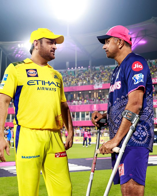 RSD x MSD 💗💛 📹 Credits: Twitter/rajasthanroyals