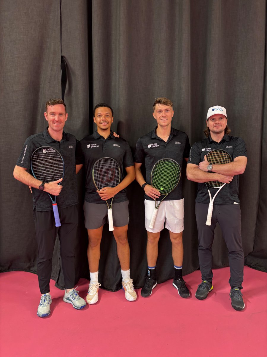 Congratulations to Marcus Walters and James Story for the big wins today. Team HotelPlanner is in the NPL Tennis finals by winning their playoff games in straight sets, 6-0, 6-2, 6-2, 6-2. From left to right, Nathan Rooney, Marcus Walters, James Story and Tim Hentschel.