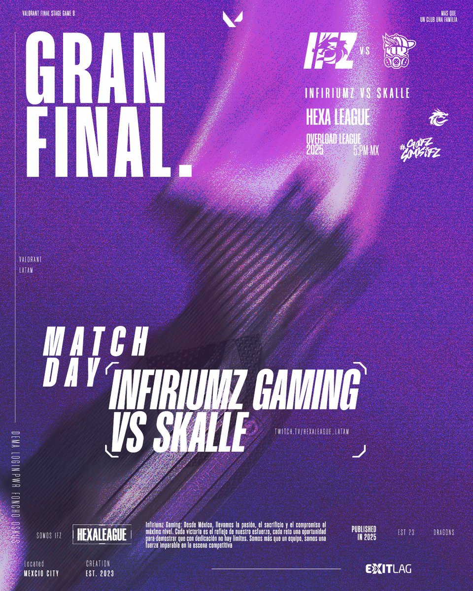 Infiriumz Gaming (@infiriumzgaming) on Twitter photo 🏆 ¡Gran Final de la <a href="/HexaleagueLatam/">HEXALEAGUE</a> ! 🎯🔥
Llegó el momento definitivo: <a href="/InfiriumzGaming/">Infiriumz Gaming</a> 🆚 <a href="/Skalle_ec/">SKALLE ESPORTS</a> en un Best of 5 para definir al campeón de este increíble torneo.
¿Quién se llevará la gloria? 🤔⚔️ Prepárate para una serie llena de clutchs, estrategias al límite y pura 🏆 ¡Gran Final de la <a href="/HexaleagueLatam/">HEXALEAGUE</a> ! 🎯🔥
Llegó el momento definitivo: <a href="/InfiriumzGaming/">Infiriumz Gaming</a> 🆚 <a href="/Skalle_ec/">SKALLE ESPORTS</a> en un Best of 5 para definir al campeón de este increíble torneo.
¿Quién se llevará la gloria? 🤔⚔️ Prepárate para una serie llena de clutchs, estrategias al límite y pura