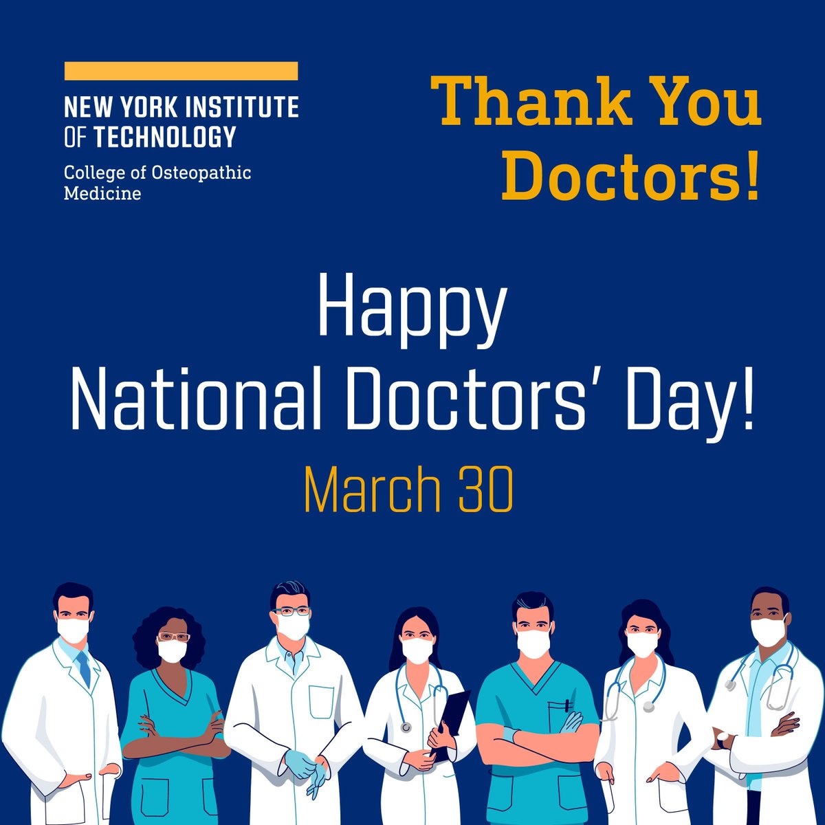 Happy National Doctors’ Day! We celebrate and thank our incredible doctors for their dedication and compassionate care. We’re so proud to call you #NYITCOM alumni — thank you for keeping our communities safe and healthy! 

#NationalDoctorsDay #nyitcomalumni @nyitcomar #ThanksDoc