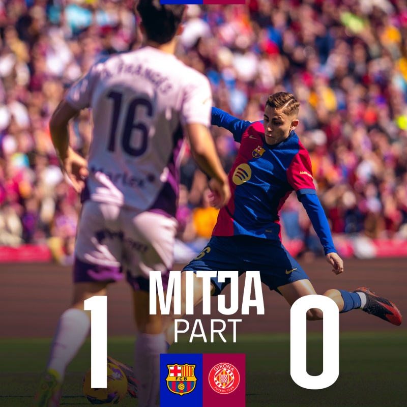 FCBarcelona_es's tweet photo. ⏸️ ¡Descanso en el derbi!