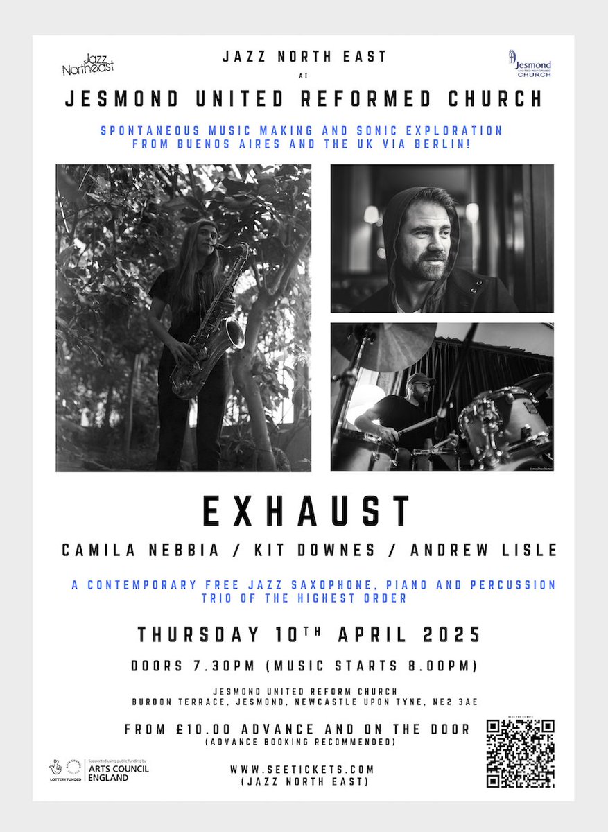 Thanks to everyone that made it to Juliana Day and Manon McCoy at The Cumberland Arms. Next up we head over to Jesmond URC for EXHAUST with Camila Nebbia / Kit Downes / Andrew Lisle. seetickets.com/event/exhaust-…