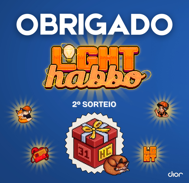 2º SORTEIO - GRATIDÃO por <a href="/FsLightHabbo/">LightHabbo</a> ! 

Requisitos para participar:  
🦊Seguir <a href="/FsLightHabbo/">LightHabbo</a> e <a href="/Dior_Habbo/">Dior Top Model's</a> 
💛Dar RT 
💙Marcar 2 amigos e comentar #ObrigadoLightHabbo

🇵🇹🇧🇷 Apenas a participação de jogadores na comunidade PT/BR.

📆 O vencedor será anunciado no dia 05/04.