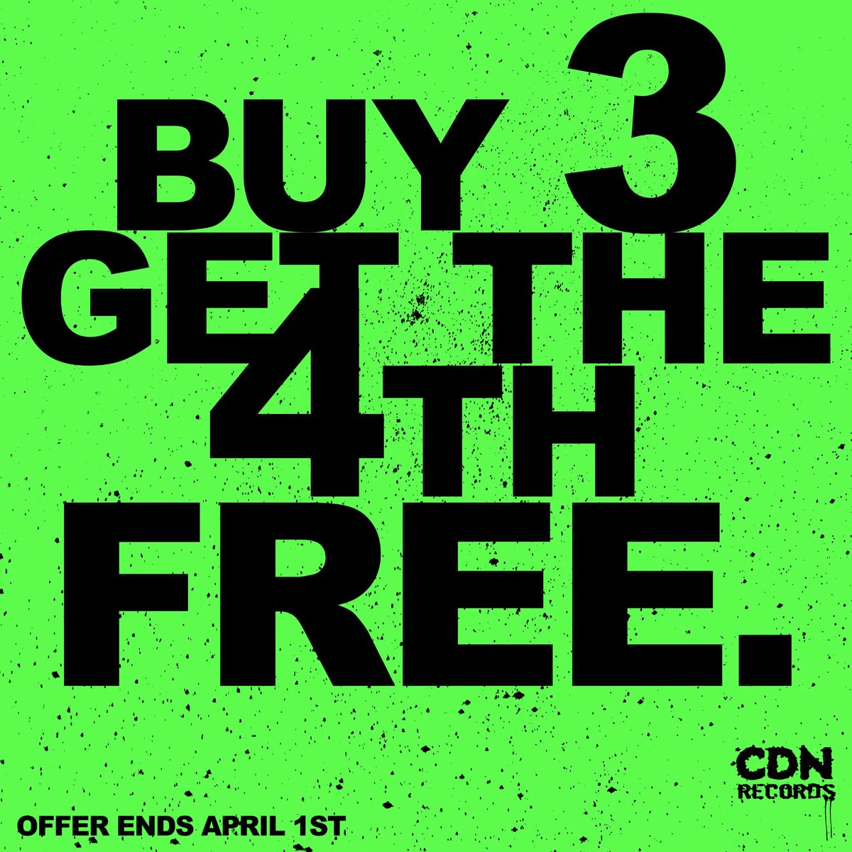 Buy 3 CDs and get the 4th one free.

Buy 3 cassettes and get the 4th one free.

Use the discount as many times as you like. The lowest priced item(s) will be automatically discounted.