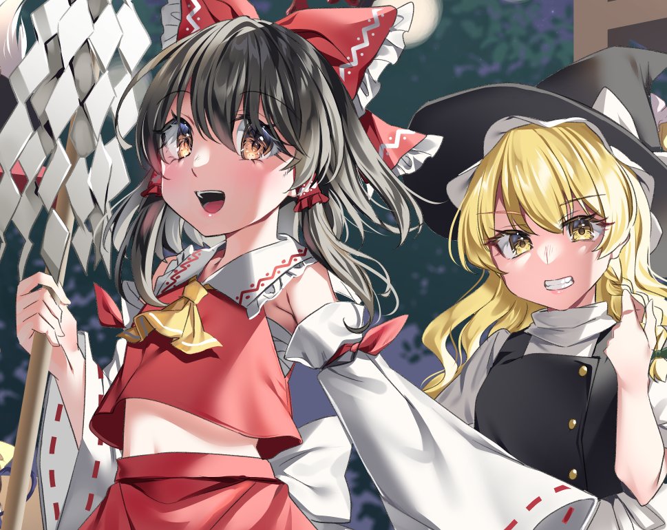 博麗霊夢 ,霧雨魔理沙 「もうちょい 」|中島楓🍁春例大祭E05aのイラスト