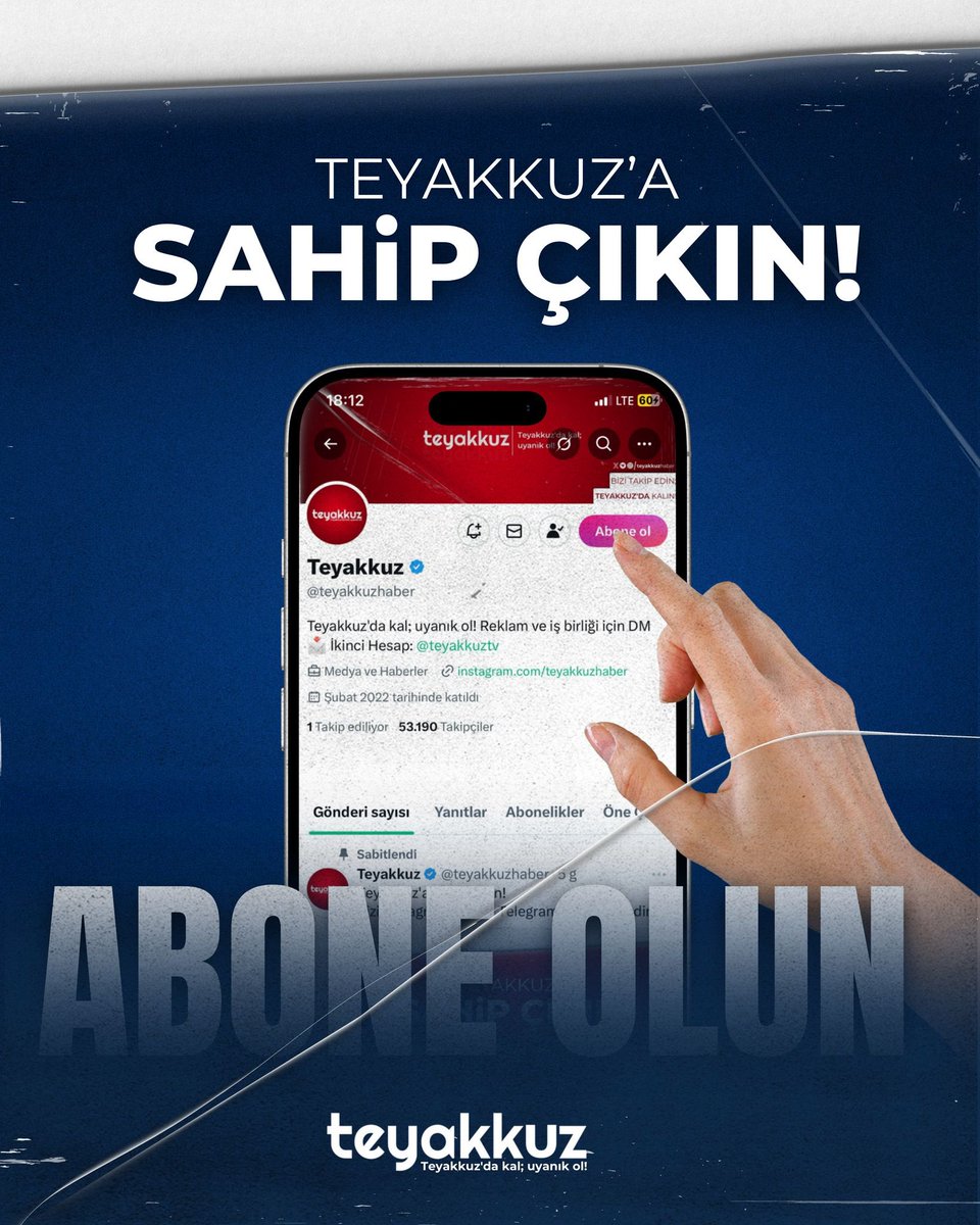 Dayanışma içinde, Teyakkuz'a sahip çıkın.

Profilimizdeki Abone Ol butonuna tıklayarak destek olun ❤️