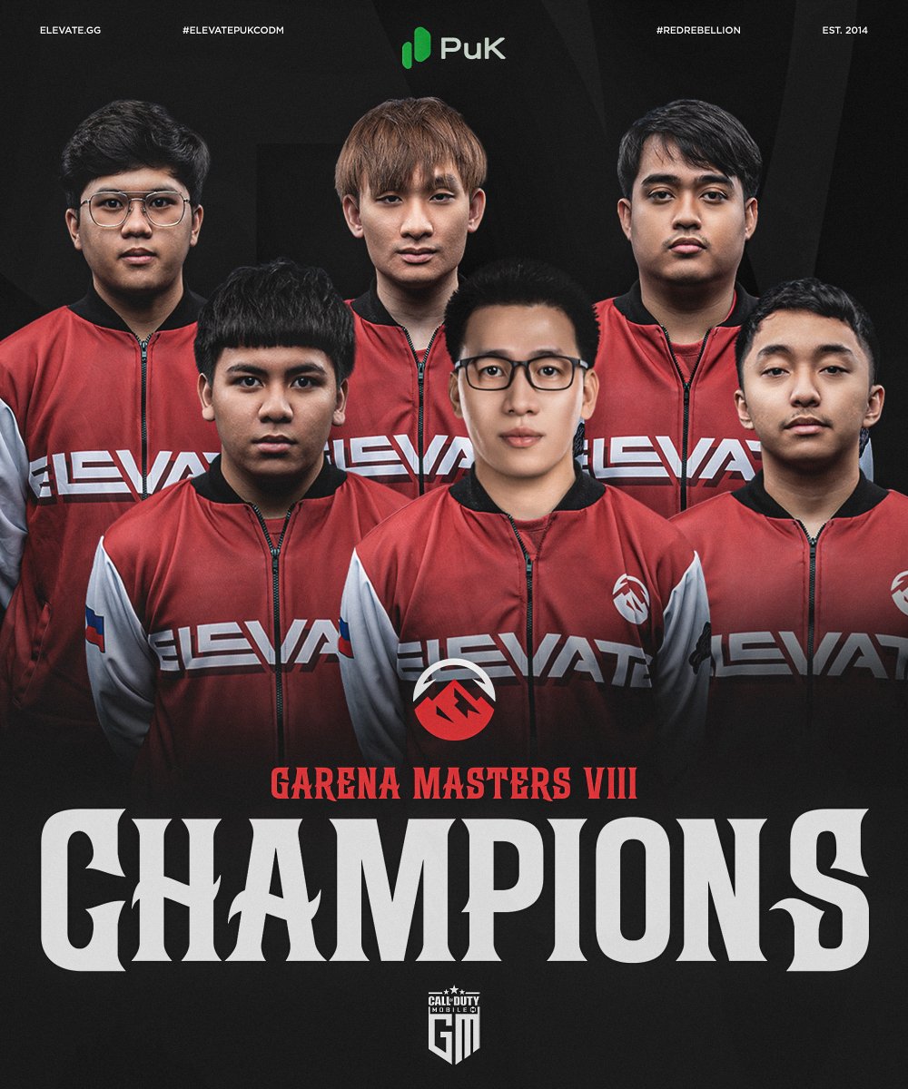 BACK-TO-BACK-TO-BACK-TO-BACK GARENA MASTERS CHAMPIONS

ELEVATE PUK ARE YOUR GARENA MASTERS VIII CHAMPIONS!

👑 Peejay
👑 Yop1
👑 kLo
👑 Kendy
👑 Susanoo
👑 Olea

#TheRoadToRepeat | #RedRebellion