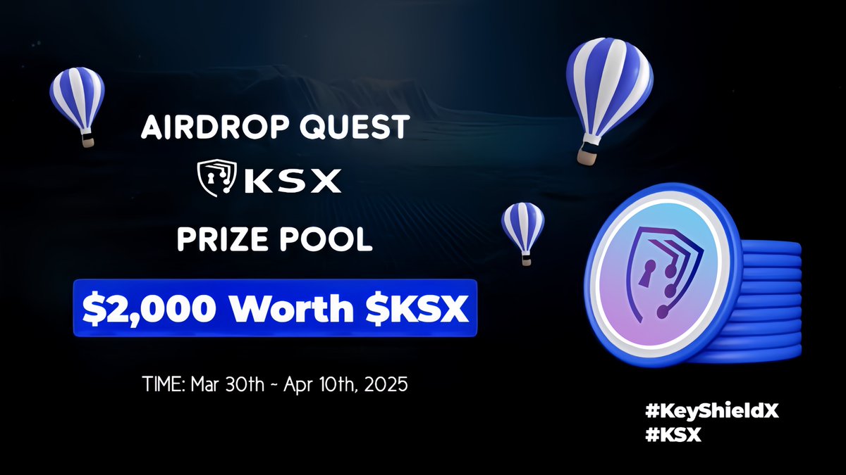 AirdropBrotherX's tweet photo. πͺ KeyShieldX #Airdrop
π Reward: $5 Worth $KSX each for 300 Random Winner
π¨βπ¨βπ§βπ§ Referral: $20 Worth $KSX each for Top 25 Referral
π Airdrop Link: https://t.co/MeHMc2Jtul
β End Date: 10th April, 2025
π¦ Distribution: After Listing
#Airdrops #AirdropAlert #KeyShieldX #KSX https://t.co/Xx0zDUf3zx