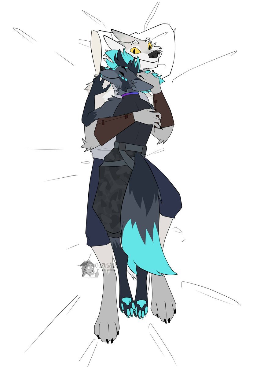 chizu_sama's tweet image. And the other side of the pillow commission for @Waro_Soulmate
Happy birthday
#dessin #draw #illustration #commissionart #wolf #werewolf #fox #furry