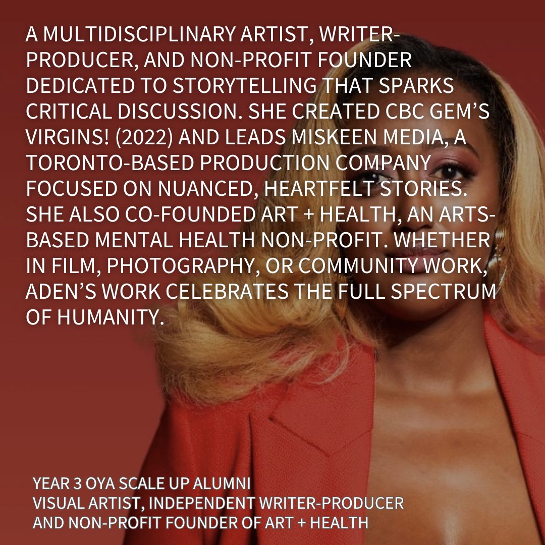 This National Womens Month, we celebrate Aden, a multidisciplinary artist, writer-producer, and non-profit founder using storytelling to spark dialogue and honour the full spectrum of humanity. A Year 3 Oya Scale Up alum, she’s the force behind virgins!, and Art + Health.
