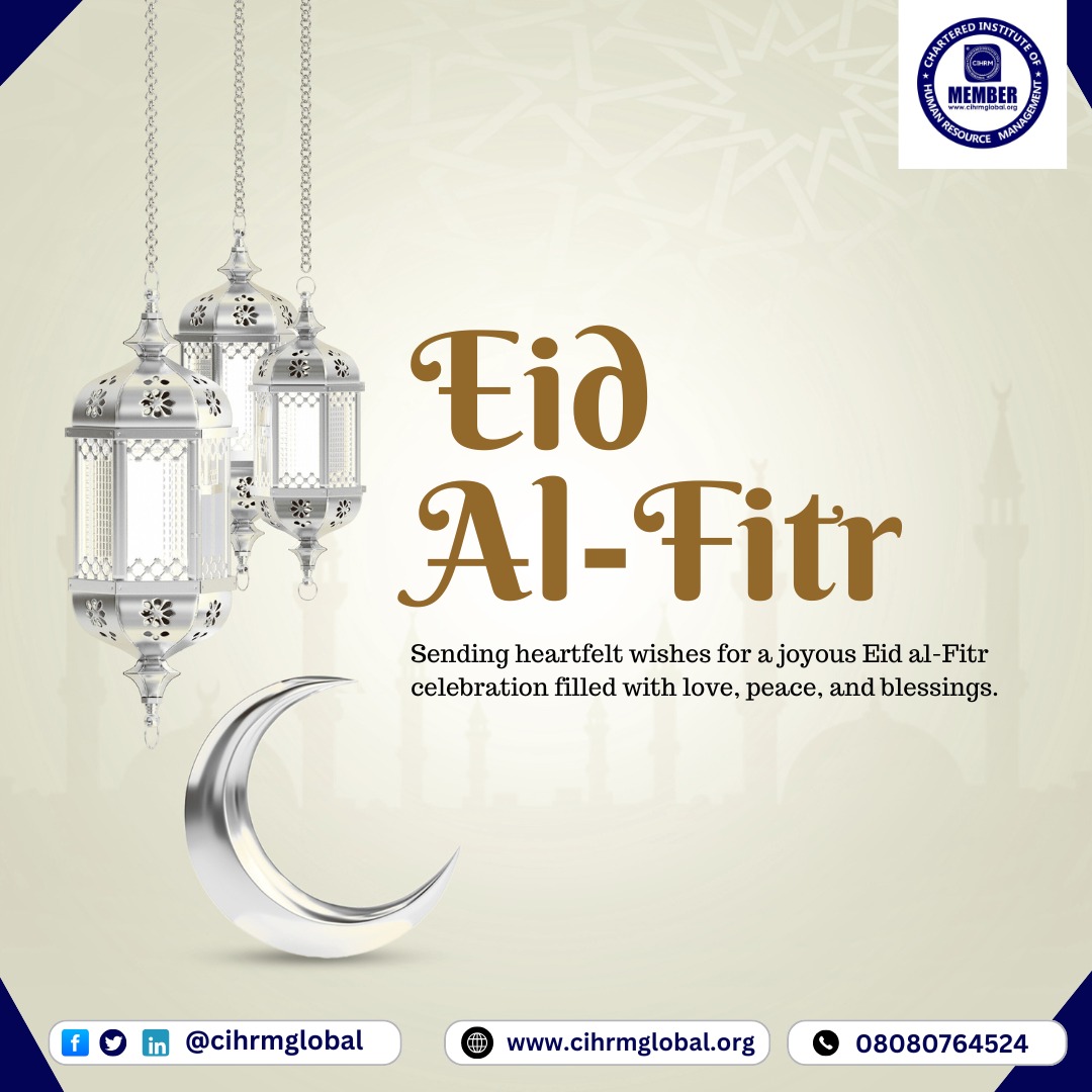 cihrmnigeria's tweet photo. Dear Esteemed Members,
Eid Mubarak! Wishing you joy, peace, and prosperity. May your sacrifices and prayers be accepted, and your homes be filled with love and happiness. Enjoy the festivities! #EidMubarak #CIHRM https://t.co/zde3Z0FnJ2