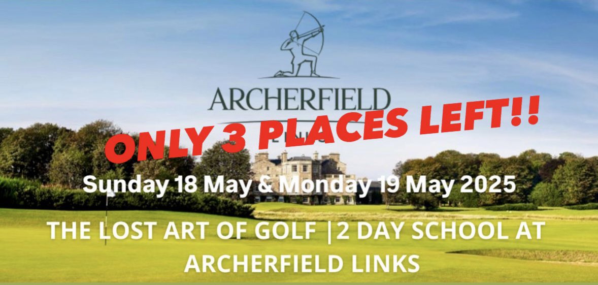 Karl Morris (@karl_morris) on Twitter photo ONLY 3 PLACES LEFT!
THE LOST ART OF GOLF 2 DAY SCHOOL <a href="/archerfieldgolf/">Archerfield Links</a>
ULTIMATE interactive learning experience ULTIMATE location
SELL OUT schools in 2023 & 2024, we r delighted 2 give u another chance 2 join us 18-19 May 2025!
MAX 12 PLACES
Read & book : themindfactor.net/product/the-lo… ONLY 3 PLACES LEFT!
THE LOST ART OF GOLF 2 DAY SCHOOL <a href="/archerfieldgolf/">Archerfield Links</a>
ULTIMATE interactive learning experience ULTIMATE location
SELL OUT schools in 2023 & 2024, we r delighted 2 give u another chance 2 join us 18-19 May 2025!
MAX 12 PLACES
Read & book : themindfactor.net/product/the-lo…