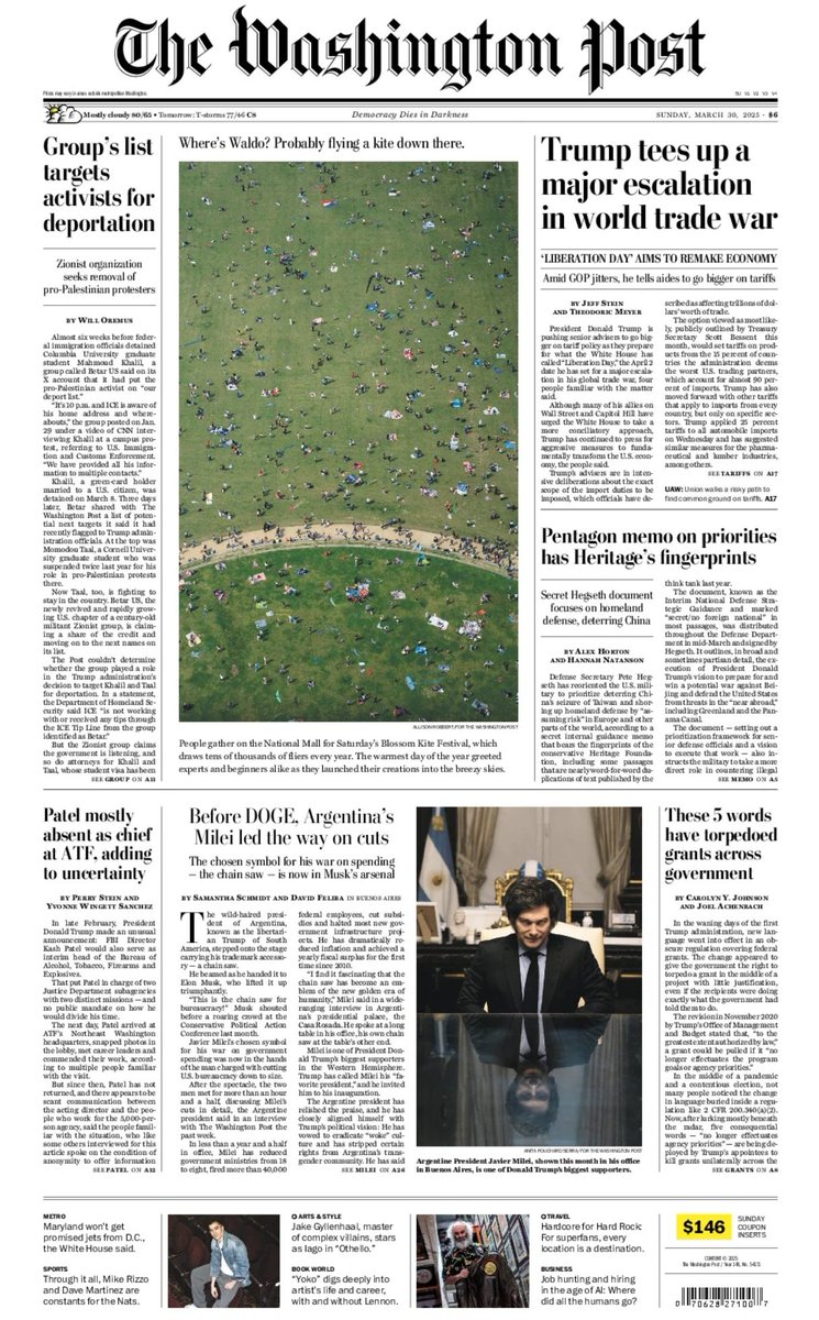 Anita Pouchard Serra (@ojosdeanita) on Twitter photo Front page of the <a href="/washingtonpost/">The Washington Post</a> today with <a href="/schmidtsam7/">Samantha Schmidt</a> and <a href="/davidfeliba/">David Feliba</a> and the interview to Javier Milei Front page of the <a href="/washingtonpost/">The Washington Post</a> today with <a href="/schmidtsam7/">Samantha Schmidt</a> and <a href="/davidfeliba/">David Feliba</a> and the interview to Javier Milei