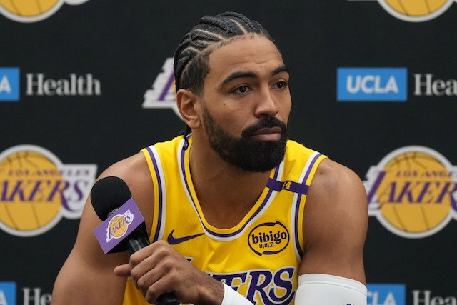 GuruLakers's tweet photo. The Gabe Vincent Algorithm is unlike anything I’ve ever seen as a Lakers fan. I’ve gone from wanting him cut for Quincy Olivari to invoked memories of 2001 Playoff Derek Fisher. He can be “Kendrick Nunn 2.0” or Folklore Legend “Miami Gabe” in the same game. He has been unplayable as much as he’s been invaluable. I have zero confidence he will make wide open 3s the flow of the game. I have 100% confidence he will make heavily contested 3s when the Lakers are in crisis. He is the quintessential basketball enigma; Famine and Utopia. He’s 2024 Drake and 1996 Pac. 

He is Gabriel Nnamdi Vincent.