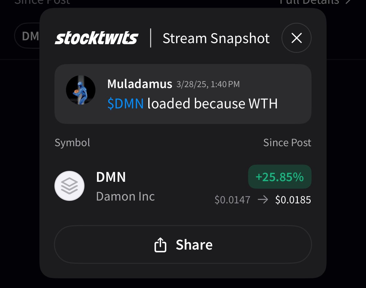 muladamus's tweet photo. mula got his groove back $DMN $MLGO https://t.co/ikkl8Huk6V