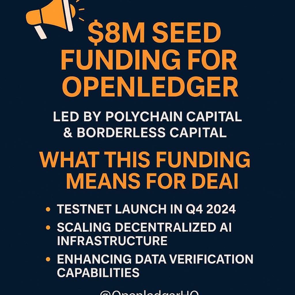 ashutoshkr1641's tweet photo. OpenLedger’s $8M Seed Funding:
 
1:
💰 OpenLedger raised $8M in seed funding led by Polychain Capital &amp; Borderless Capital!
Here's what this funding means for decentralized AI. 🧵
👉 @OpenledgerHQ https://t.co/jgm6Ft0dtF