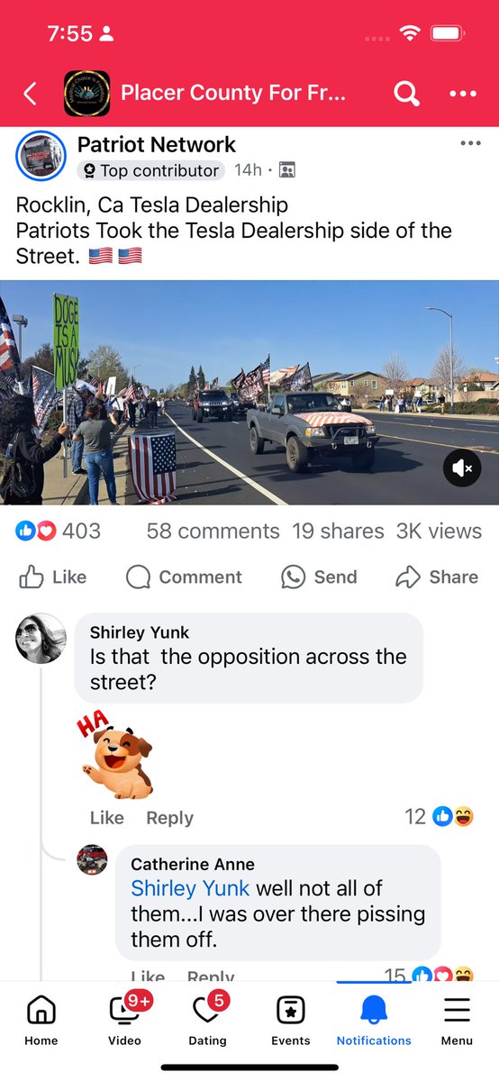 <a href="/amuse/">@amuse</a> <a href="/elonmusk/">Kekius Maximus</a> Shout out to Placer County, and the good people (that showed up for FREE) counter protesting at Rocklin Tesla!