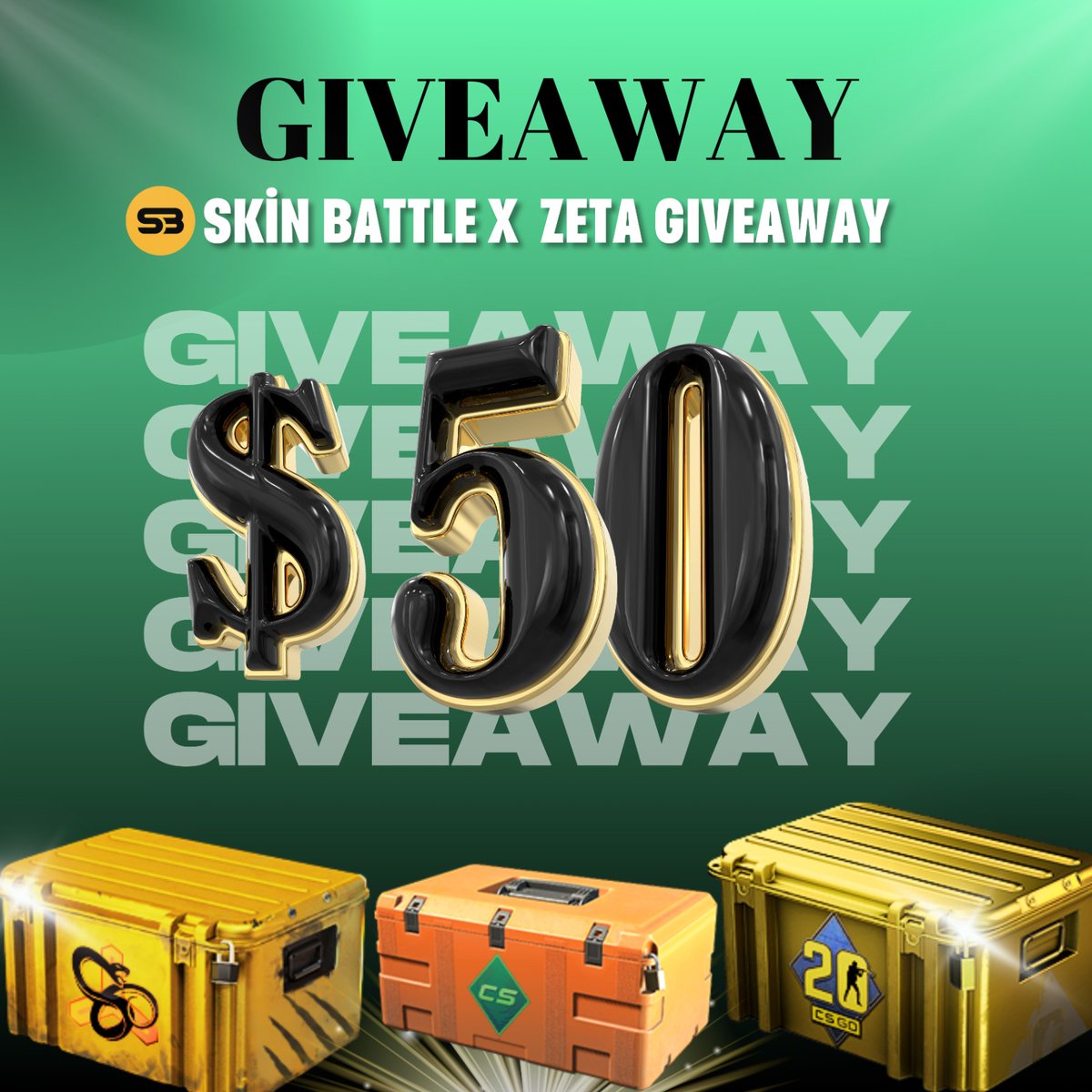 Zeta Giveaway (@zetagiveaway) on Twitter photo 🎁 $50,00 GIVEAWAY 🎁
To enter:
✅Retweet & Like,
✅Follow: <a href="/SkinbattleGG/">Skinbattle</a>, <a href="/zetagiveaway/">Zeta Giveaway</a>
✅Tag a friend.
🍀Good Luck!
⏰Ends in 3 days!
#CS2 #CS2Giveaway 🎁 $50,00 GIVEAWAY 🎁
To enter:
✅Retweet & Like,
✅Follow: <a href="/SkinbattleGG/">Skinbattle</a>, <a href="/zetagiveaway/">Zeta Giveaway</a>
✅Tag a friend.
🍀Good Luck!
⏰Ends in 3 days!
#CS2 #CS2Giveaway