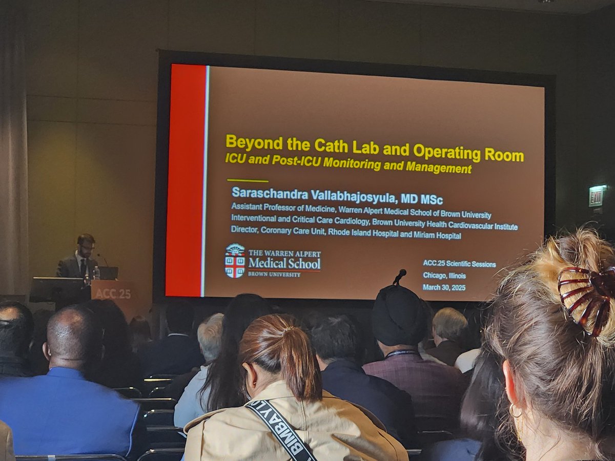 #ACC25 
#CardioTwitter 
#cardiogenicshockworkinggroup
<a href="/ACCinTouch/">American College of Cardiology</a> 
<a href="/SarasVallabhMD/">Saraschandra Vallabhajosyula, MD MSc</a> 
Great session by <a href="/SarasVallabhMD/">Saraschandra Vallabhajosyula, MD MSc</a> on post cath management of AMI-CS in the CVICU!