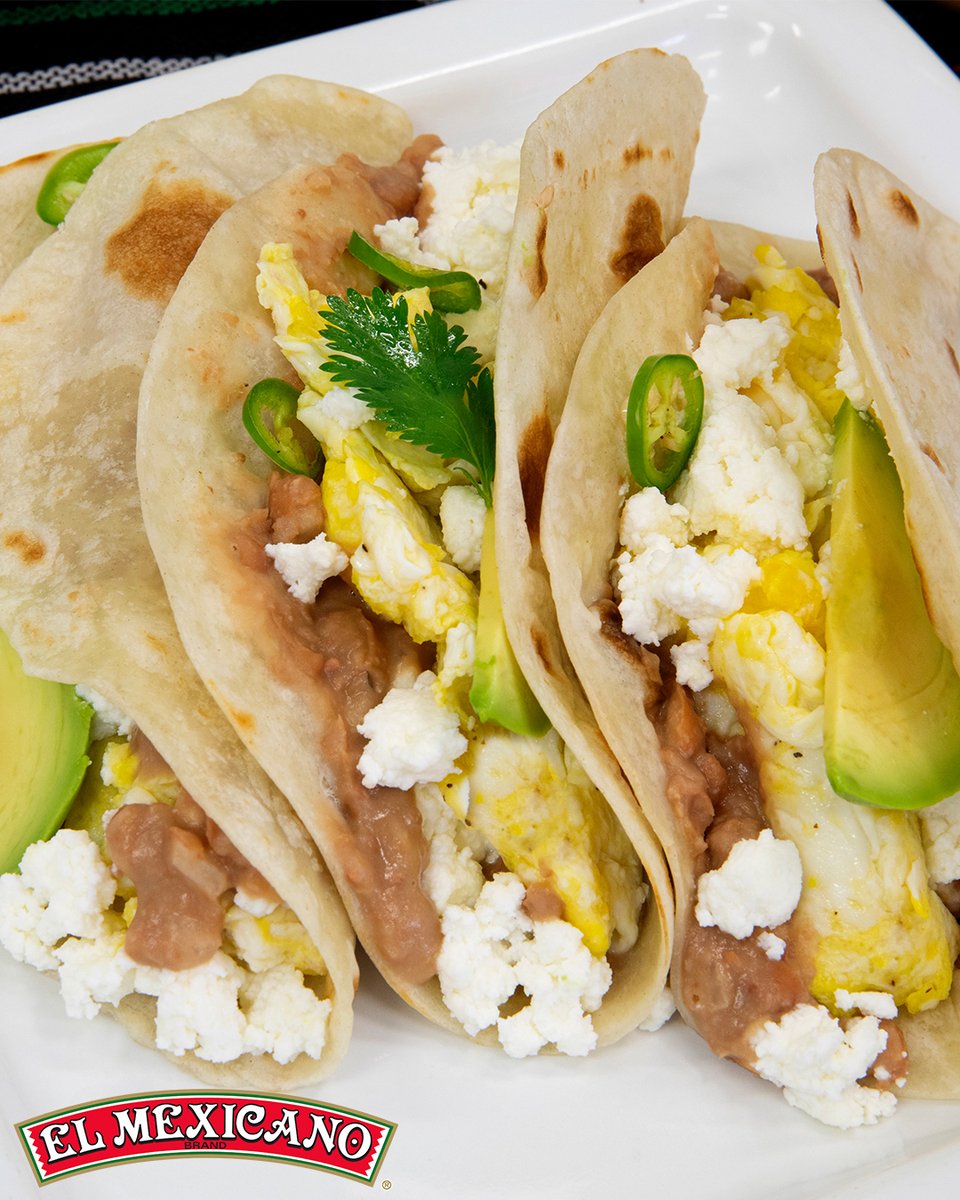 elmexicanobrand's tweet photo. Brunch just got better!🌮🔥These breakfast tacos with fluffy scrambled eggs, avocado, Frijoles Refritos, and crumbled Queso Fresco Casero® El Mexicano® bring #AuthenticSabor to your morning☀️Quick, easy y deliciosooo! 😋 https://t.co/M0mbumsB69