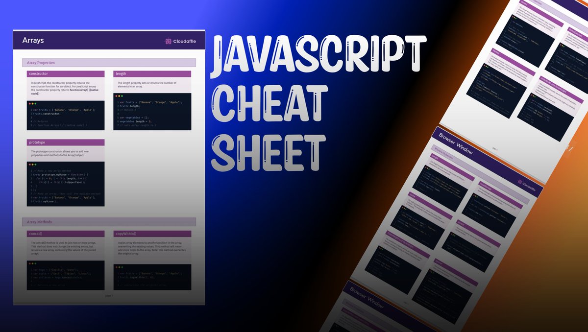 AmitGajare4's tweet image. 🚀 FREE JavaScript Cheat Sheet (PDF)! 🚀

I&apos;m giving away a Complete #JavaScript Cheat Sheet for FREE! 🎉

🔹 Covers all essential JS concepts
🔹 Quick, easy reference for beginners &amp;amp; pros

🔗 Download now: bit.ly/3Rs2oja

#FreePDF #WebDevelopment