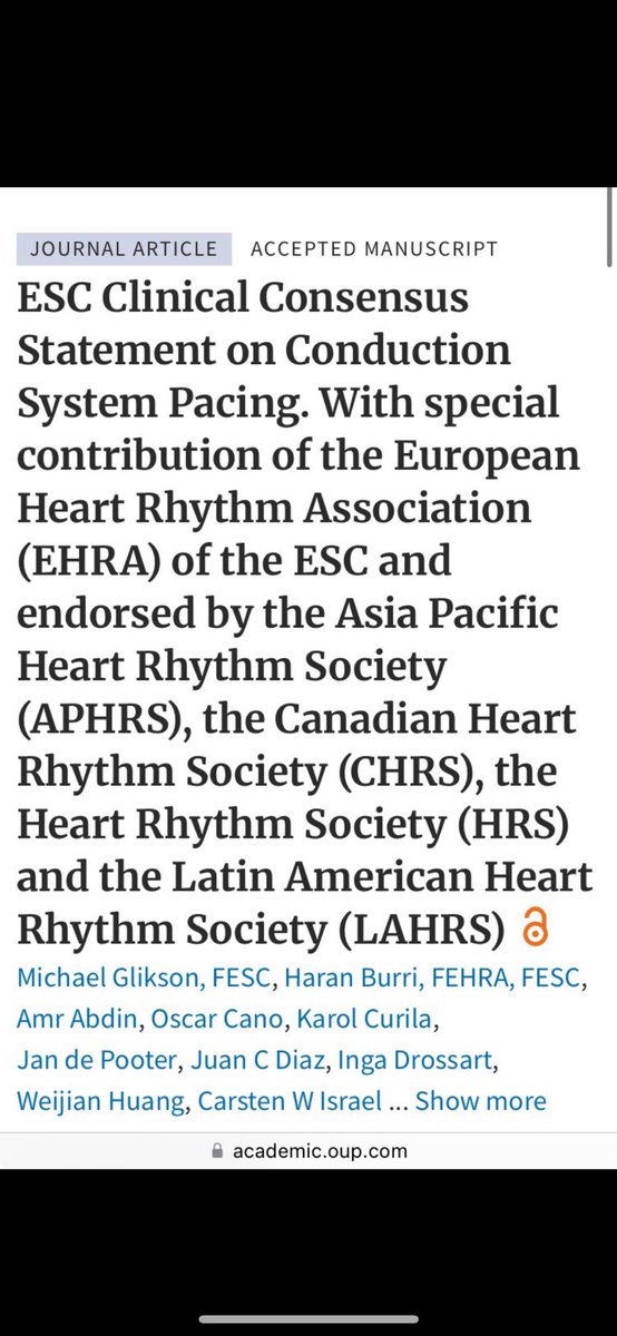 The two 🆕 consensus paper presented TODAY at #EHRA2025 - Both of them published in <a href="/EuropaceEiC/">Europace Editor-in-Chief</a> 

1️⃣ Conduction System pacing

🔗🔗academic.oup.com/europace/advan…

&amp; 

2️⃣ Antiarrhythmic drugs

🔗🔗academic.oup.com/europace/advan…

Read them NOW! 

<a href="/EHRAPresident/">EHRAPresident</a>