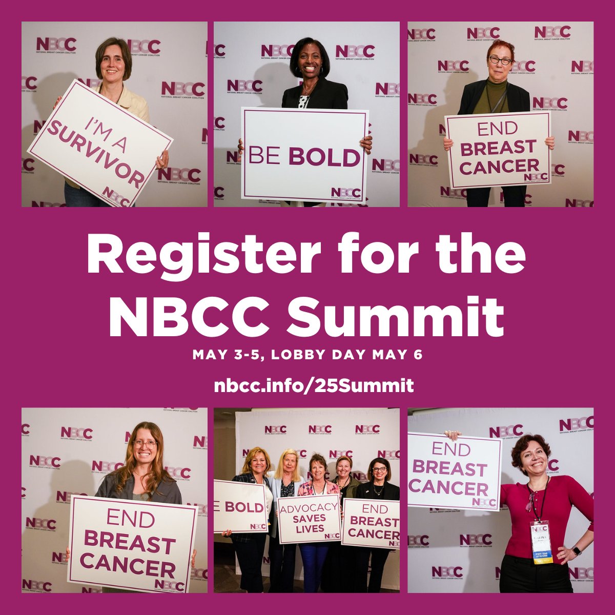 At the 2025 Advocate Leadership Summit, we will continue to build on the strengths of the tireless and talented advocates who will help NBCC achieve our mission to end breast cancer for everyone. Register today! nbcc.info/25Summit