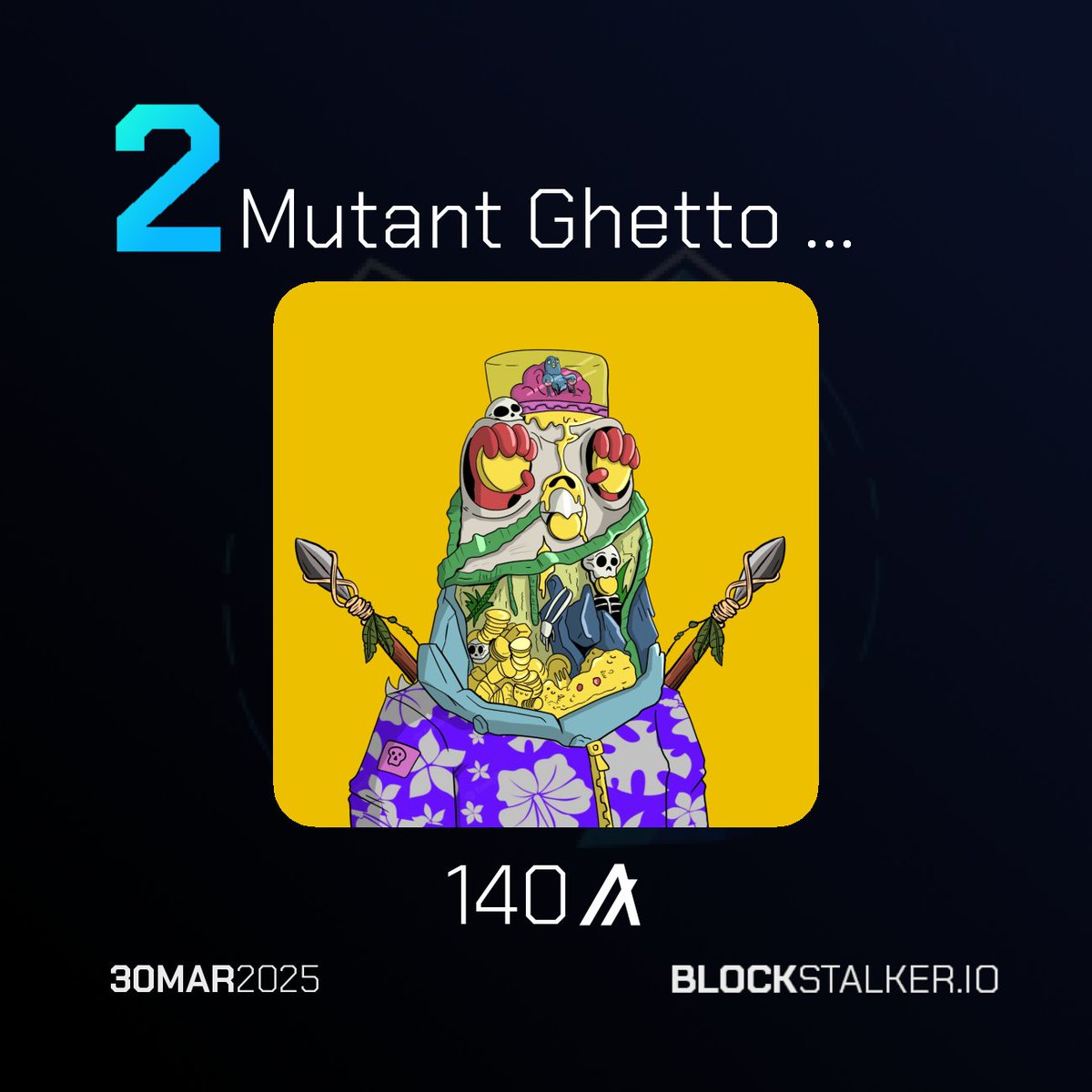 BlockStalkerBot's tweet image. BlockStalker.IO Daily Digest
Top 3 NFT Sales 🖼️
└ 🥇 Lost Pigs 0139 - Sofia
└ 🥈 Mutant Ghetto Pigeon #047
└ 🥉 SK4L #2016