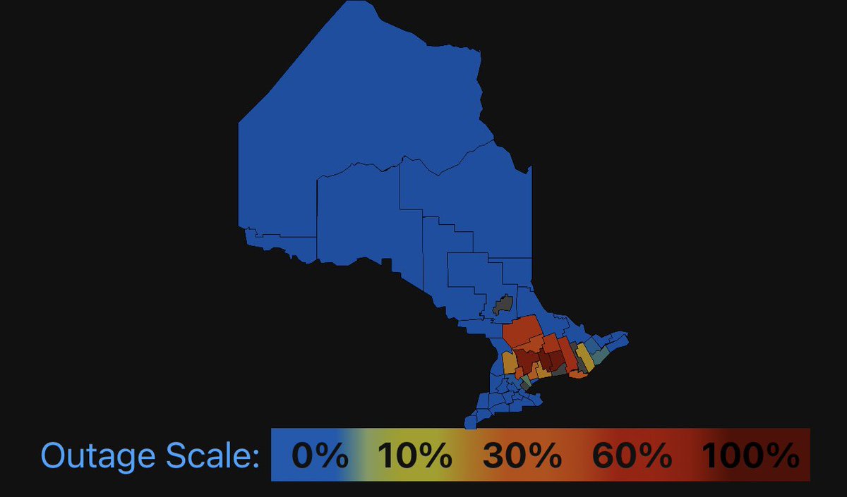 #ONStorm #ONwx Central Ontario is completely paralyzed following this weekend’s devastating ice storm. Over 350,000 customers are currently without power, and that number continues to climb.

Some of the hardest-hit regions include:
•Kawartha Lakes: 87% without power
