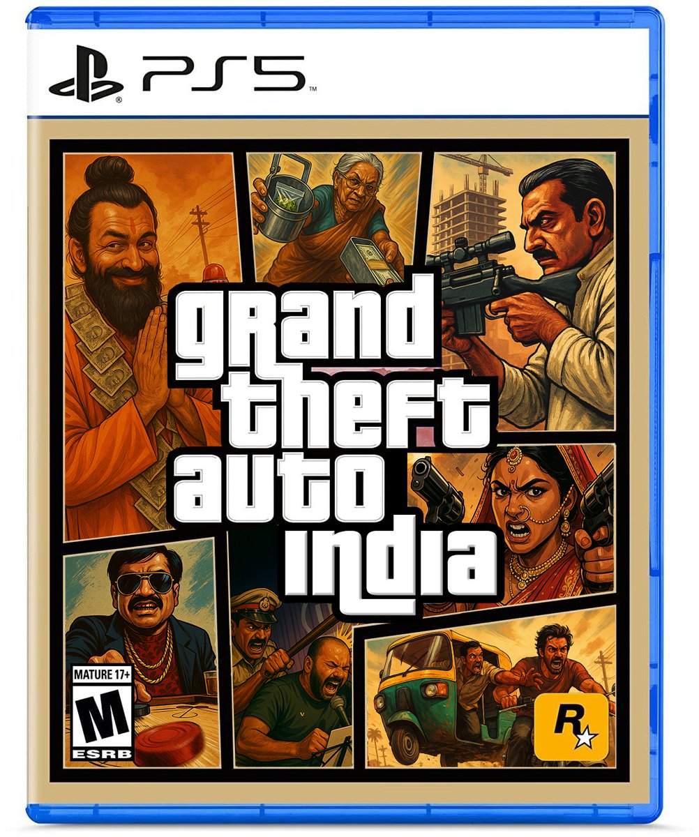 wowitsmrinal's tweet image. always wanted to play a gta india. can generate the game cover today, can probably generate the game in ~5 yrs.